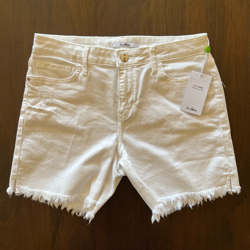Sam Edelman Womens The Derby Bermuda Shorts White Size 28